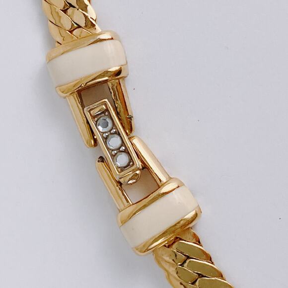 VTG Signed Swarovski Necklace Gold Tone Baguette Rhinestone 1980s Statement - Picture 7 of 16